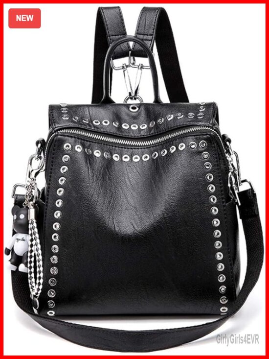 Handbags - Convertible Backpack Purse - Fashion Tote Backpack Shoulder Bag, Faux Leather